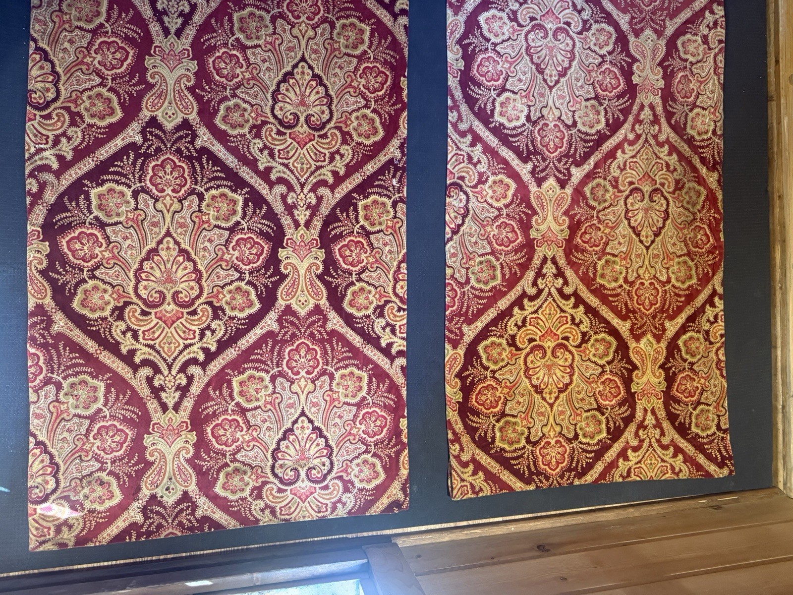 Vintage 1920s Silk Lampas Brocade Fabric Trim Medallion Paisley TrainCar Salvage