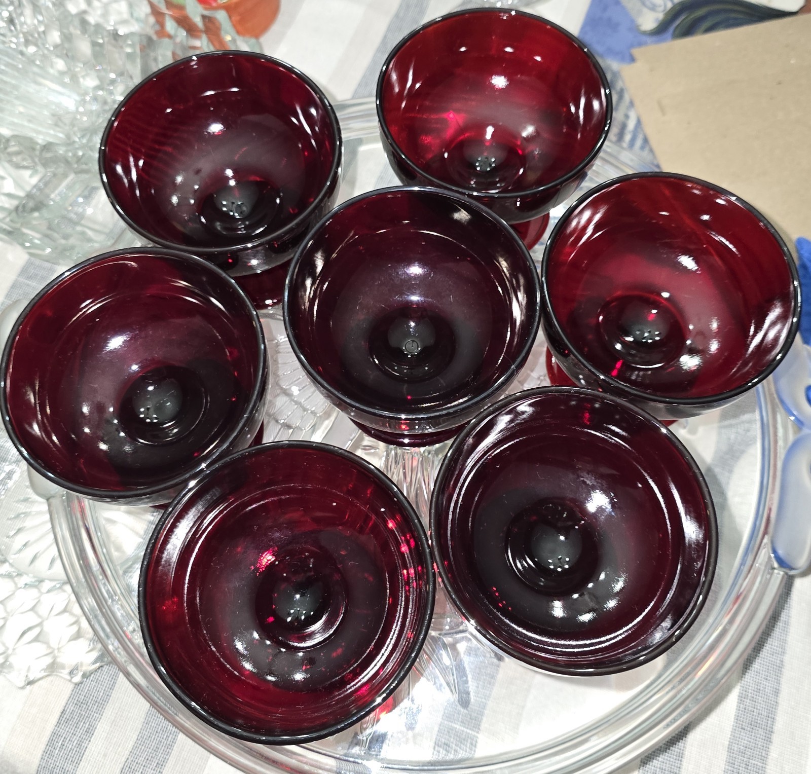Ruby Red Glass Dessert Sherbet ANCHOR HOCKING MONARCH ROYAL 7 Total