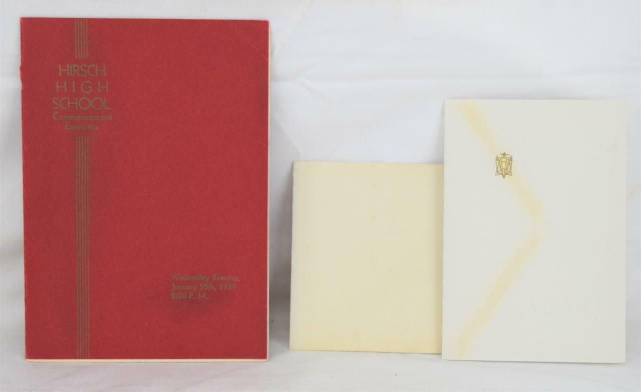 January 1939 Hirsch High School Chicago Winter Commencement Program & Invitation