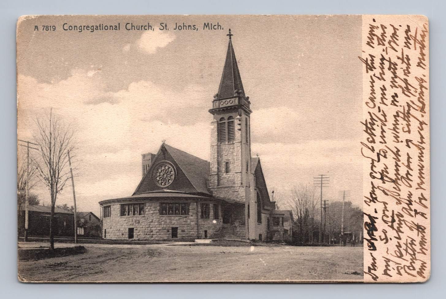 Petoskey Antique Michigan Postcard ST Johns Congregational Church 1907 Petoskey Antique Michigan Postcard ST Johns Congregational Church 1907