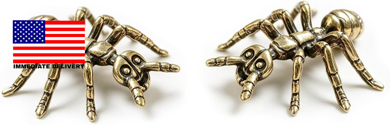 2Pcs Golden Ant Sculpture Solid Brass Insect Ornament Mini Ant Figurine for Home