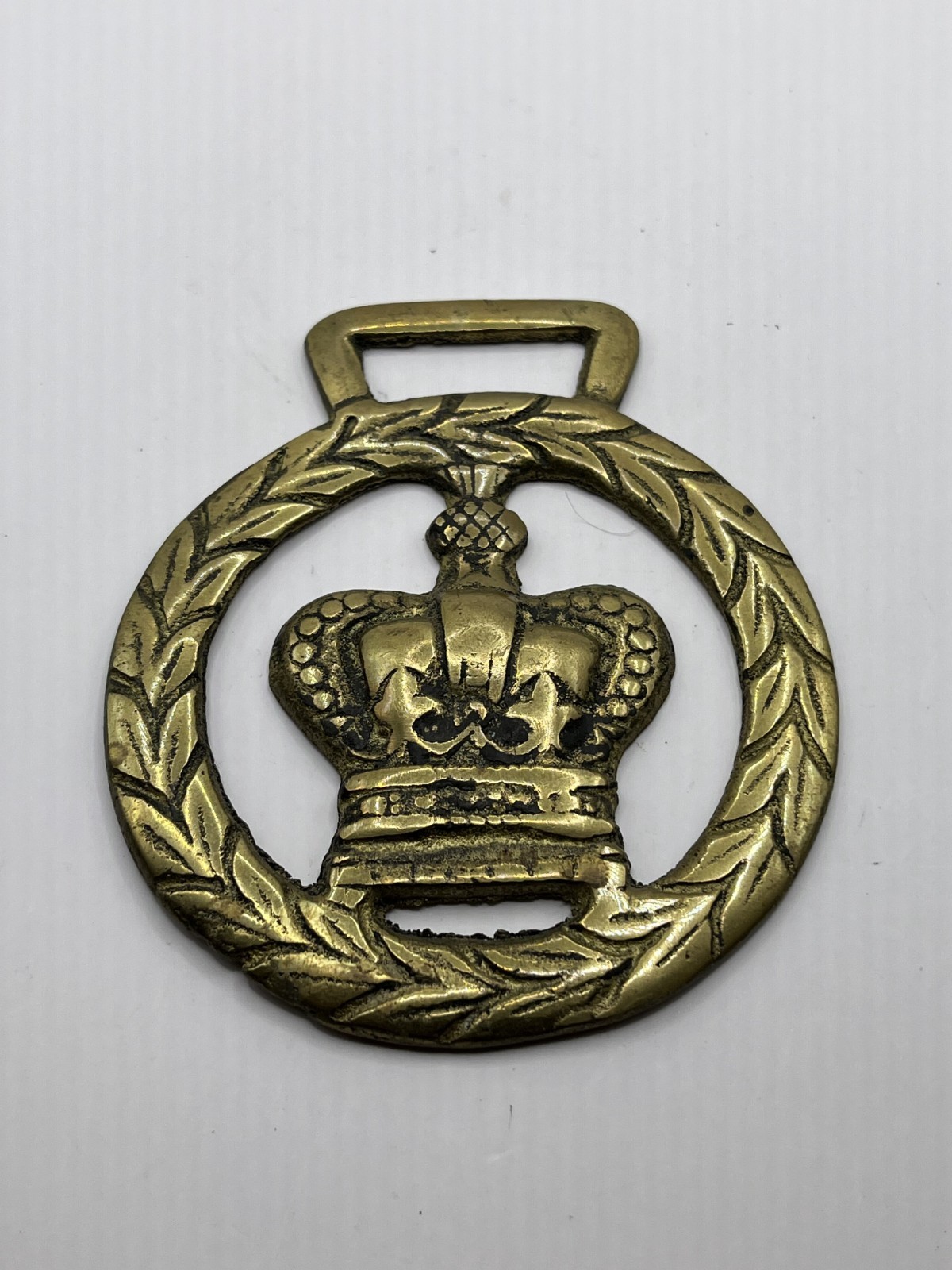 Vintage Horse Brass Medallion - Crown