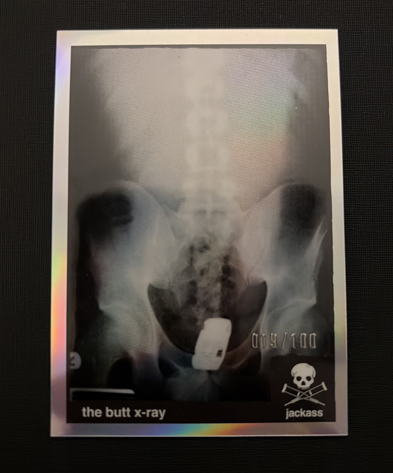 2022 ZEROCOOL JACKASS CARD STUNTS #s-3 THE BUTT X-RAY SILVER HOLO /100 RYAN DUNN