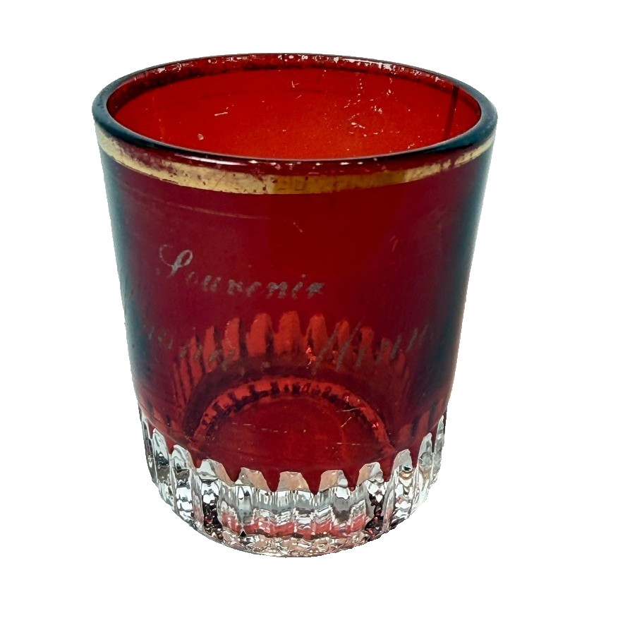 WINONA MN MINNESOTA Ruby Red Flash Souvenir Glass TRINKET ANTIQUE CUP WINONA MN MINNESOTA Ruby Red Flash Souvenir Glass TRINKET ANTIQUE CUP