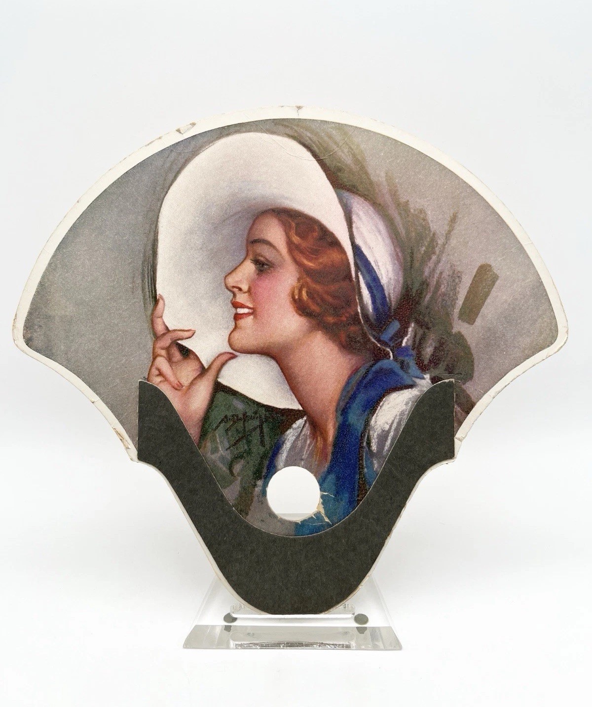 Vintage 30s Martha’s Beauty Studio Paper Advertising Fan Oshkosh WI Art Deco