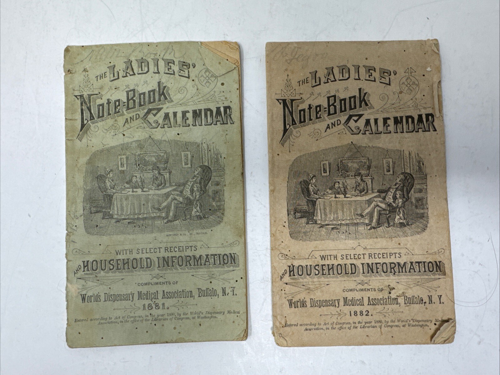 1881 & 1882 Ladies Notebook & Calendar Dispensary Medical Assoc. Antique
