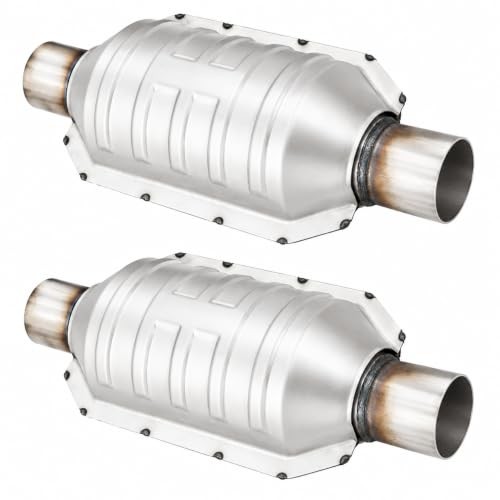 Catalytic Converter 2.5 Inch Inlet/Outlet 2 Pcs, Universal High Flow Front