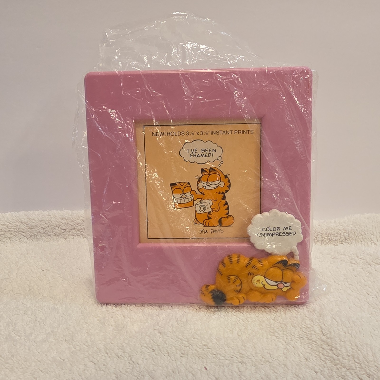 Garfield Pink 3D Square Wood Picture Frame Freestanding Holds 3.5x3.5 Print