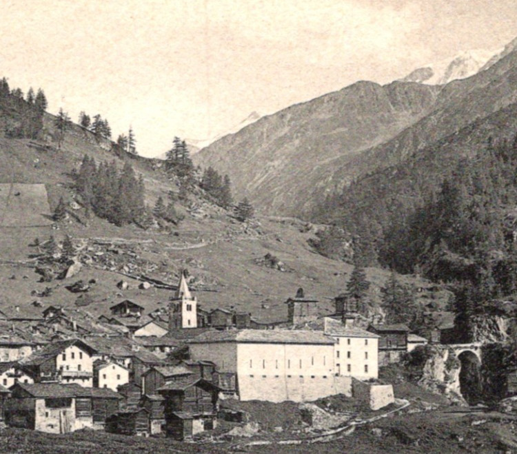 * Antique Postcard RPPC Bourg-Saint-Pierre Switzerland c1900s Village St Bernard