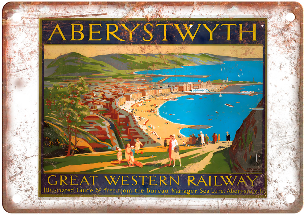 Vintage Aberystwyth Railroad Retro Look Metal Sign ZL499 Vintage Aberystwyth Railroad Retro Look Metal Sign ZL499