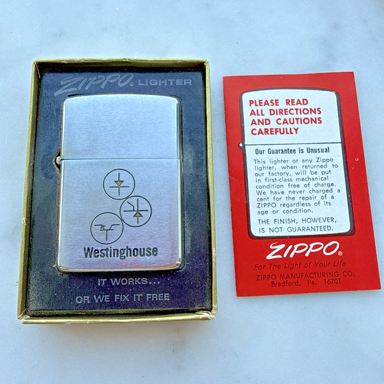 Vintage Zippo Westinghouse Brush Finish Lighter With Box №200 Not Working Flint Vintage Zippo Westinghouse Brush Finish Lighter With Box №200 Not Working Flint