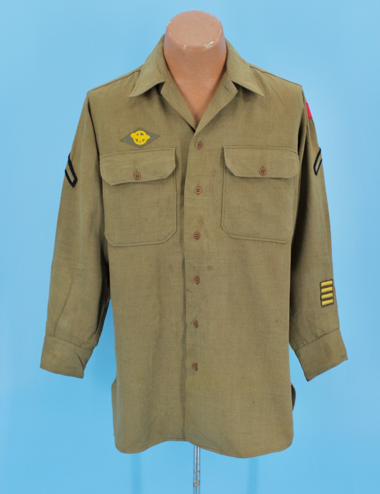 VTG 1940s WWII US Army Uniform Shirt Sz 15 32 40s WW2 6th Army Patch VTG 1940s WWII US Army Uniform Shirt Sz 15 32 40s WW2 6th Army Patch