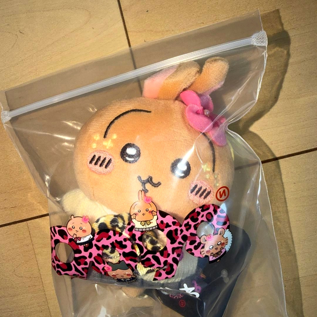 Chiikawa x 9090 Gyaru Usagi Plush Mascot Keychain GAL New