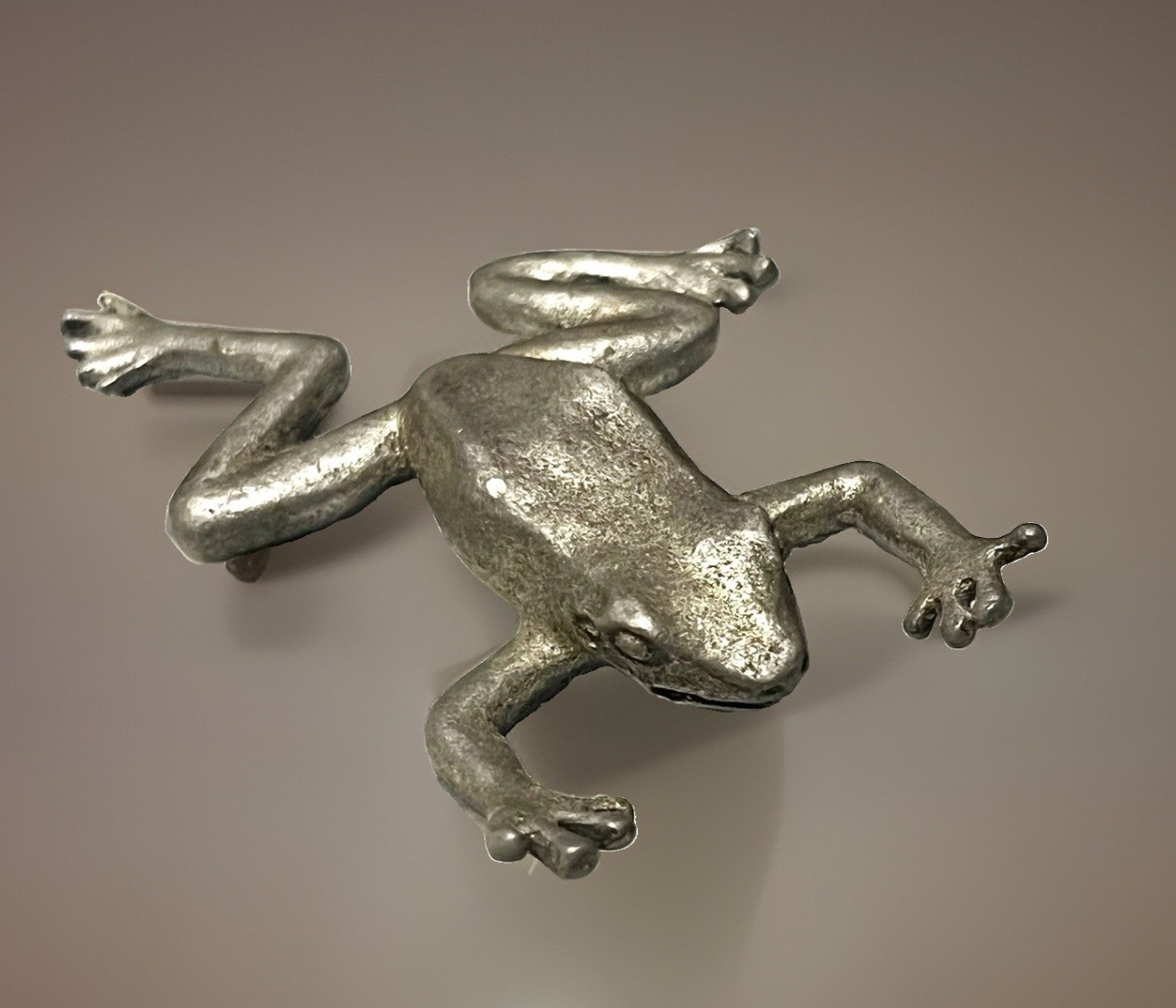 RARE Pewter COOKIES  09/10  Signed  METAL FROG FIGURINE  Silver Tone Vintage