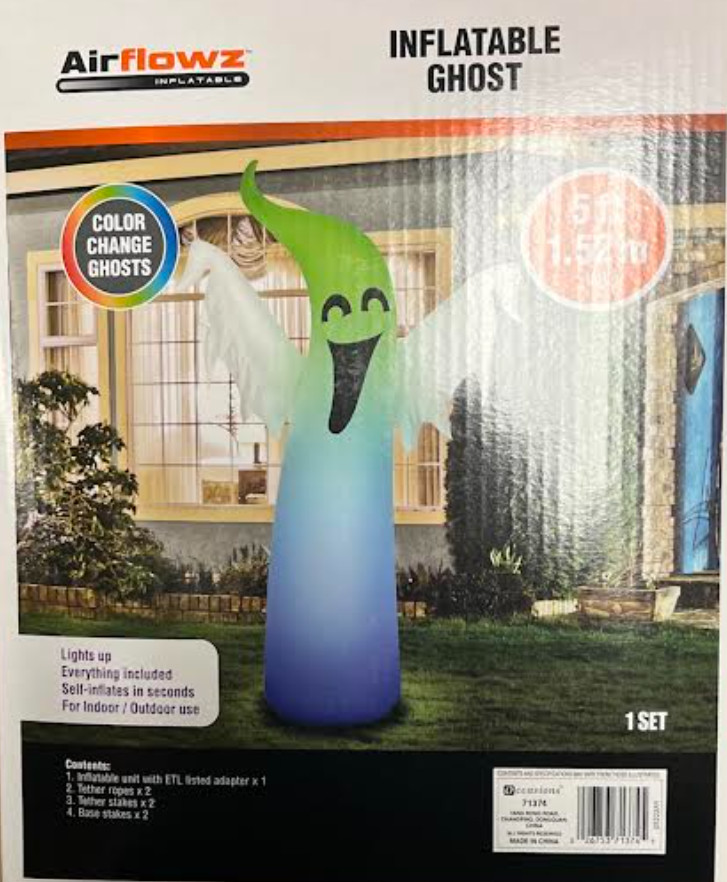 Inflatable Ghost 5ft Light up Halloween Yard Decoration