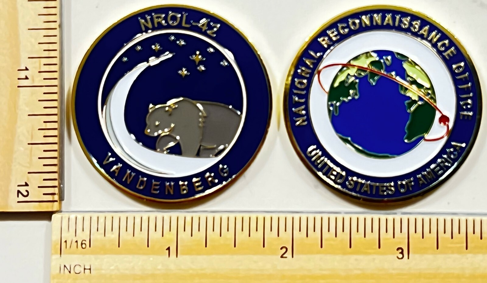RARE MILITARY CHALLENGE COIN - NATIONAL RECONNAISSANCE OFFICE NROL-42 TRUMPET