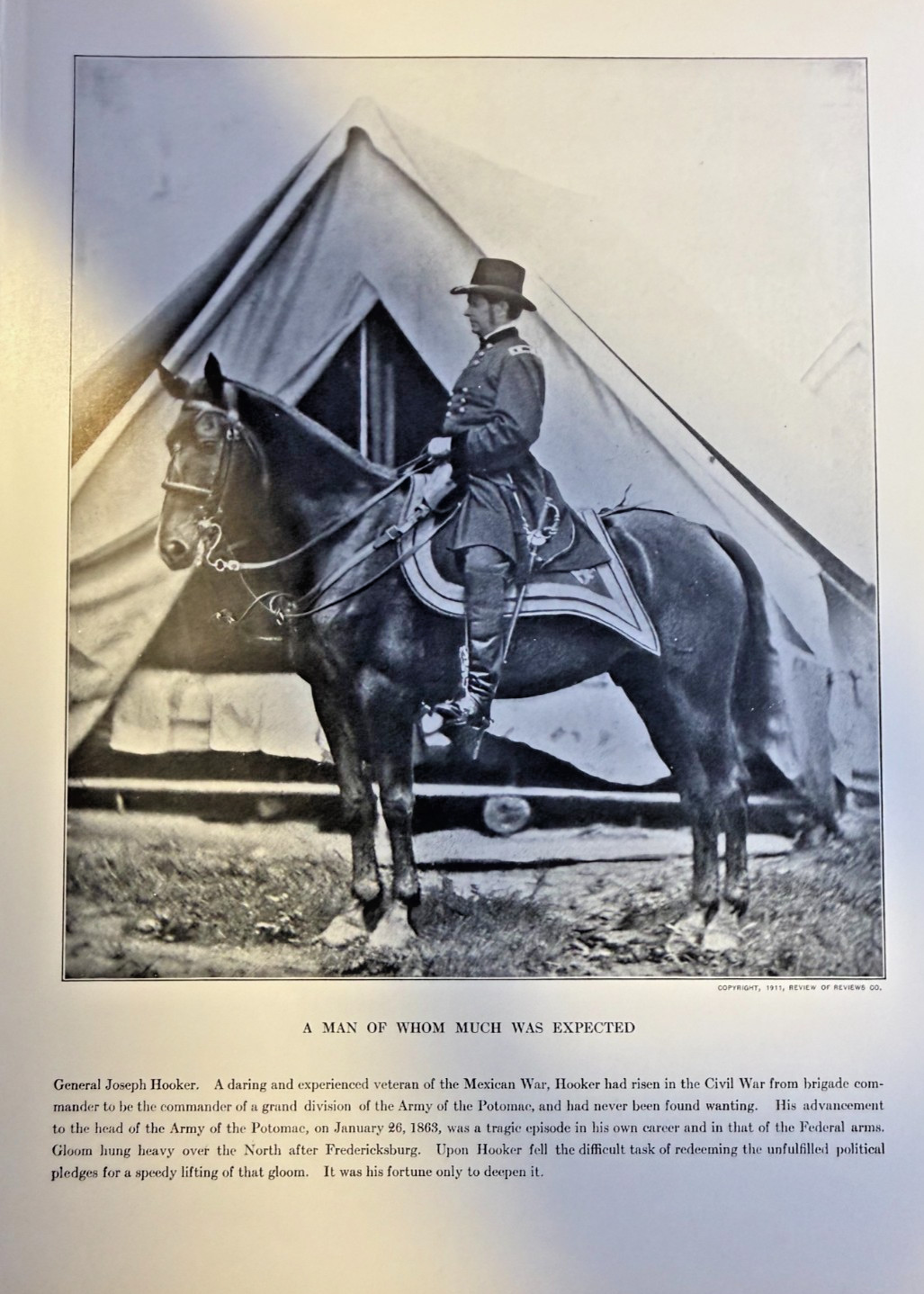 1912 Illustration General Joseph Hooker On Horseback