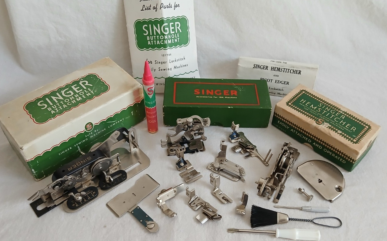 Singer Sewing Machine 15-91 15-90 15k 15-88 Attachments Buttonholer Hemstitcher