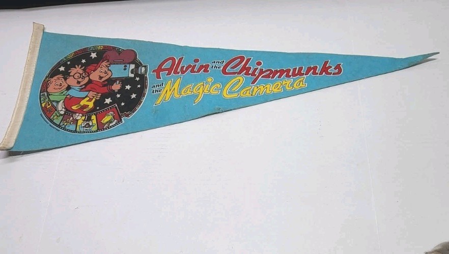 Vintage 1980s ALVIN & THE CHIPMUNKS AND THE MAGIC CAMERA PENNANT