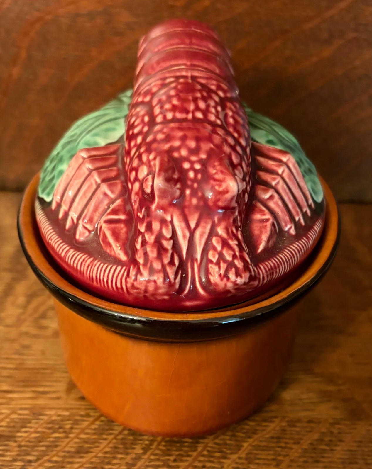  Vtg Secla Portugal Palissy-Style Majolica Lobster Tureen/Casserole Unused