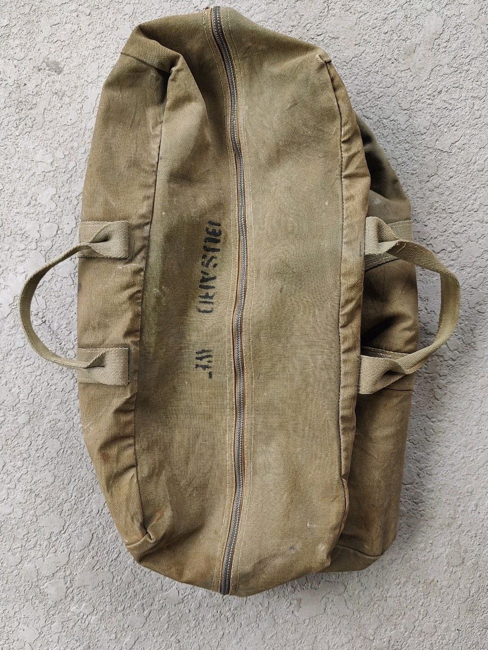 Vintage 1940s WWII US Navy Military Canvas Duffle Field Bag 