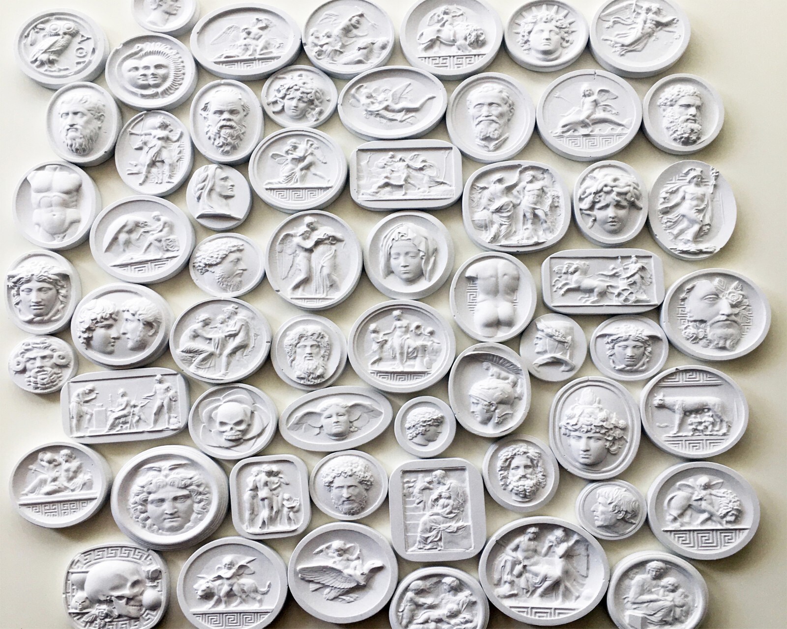 50 Mixed Grand Tour Intaglios Classical Interior Design Antique Plaster Cameo