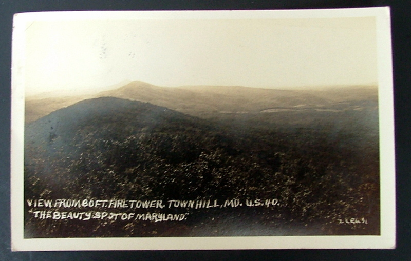 1934 RPPC POSTCARD VIEW FROM FIRE TOWER TOWNHILL MARYLAND U S 40 BEAUTY SPOT #6v