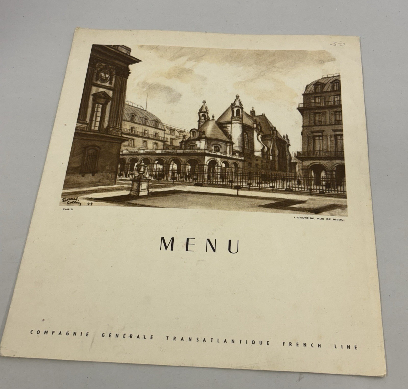 Vintage 1953 CGT Frenchline Paquebot Liberté Ships Menu