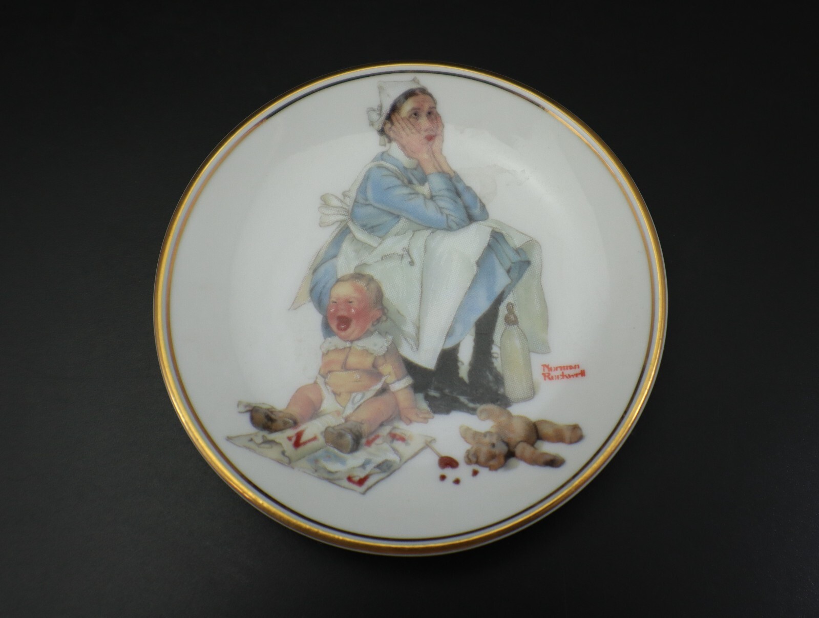 Norman Rockwell Collector Plate THE NANNY Miniature Porcelain 1983 Vintage