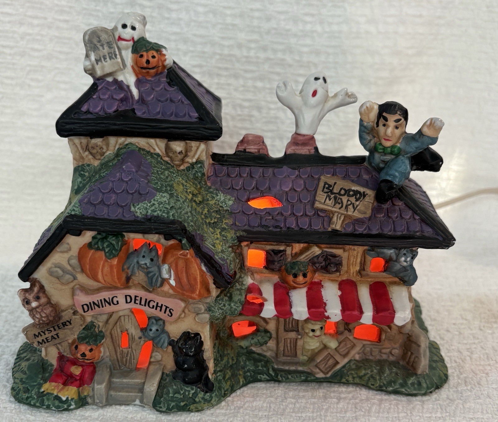 Vintage Illuminated Porcelain Halloween Dining Delights Bloody Mary Light