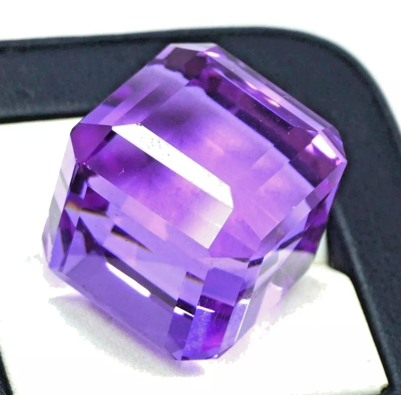 95 Ct+ Cube Cut Natural Topaz Purple Brazilian Loose Gemstone Certified