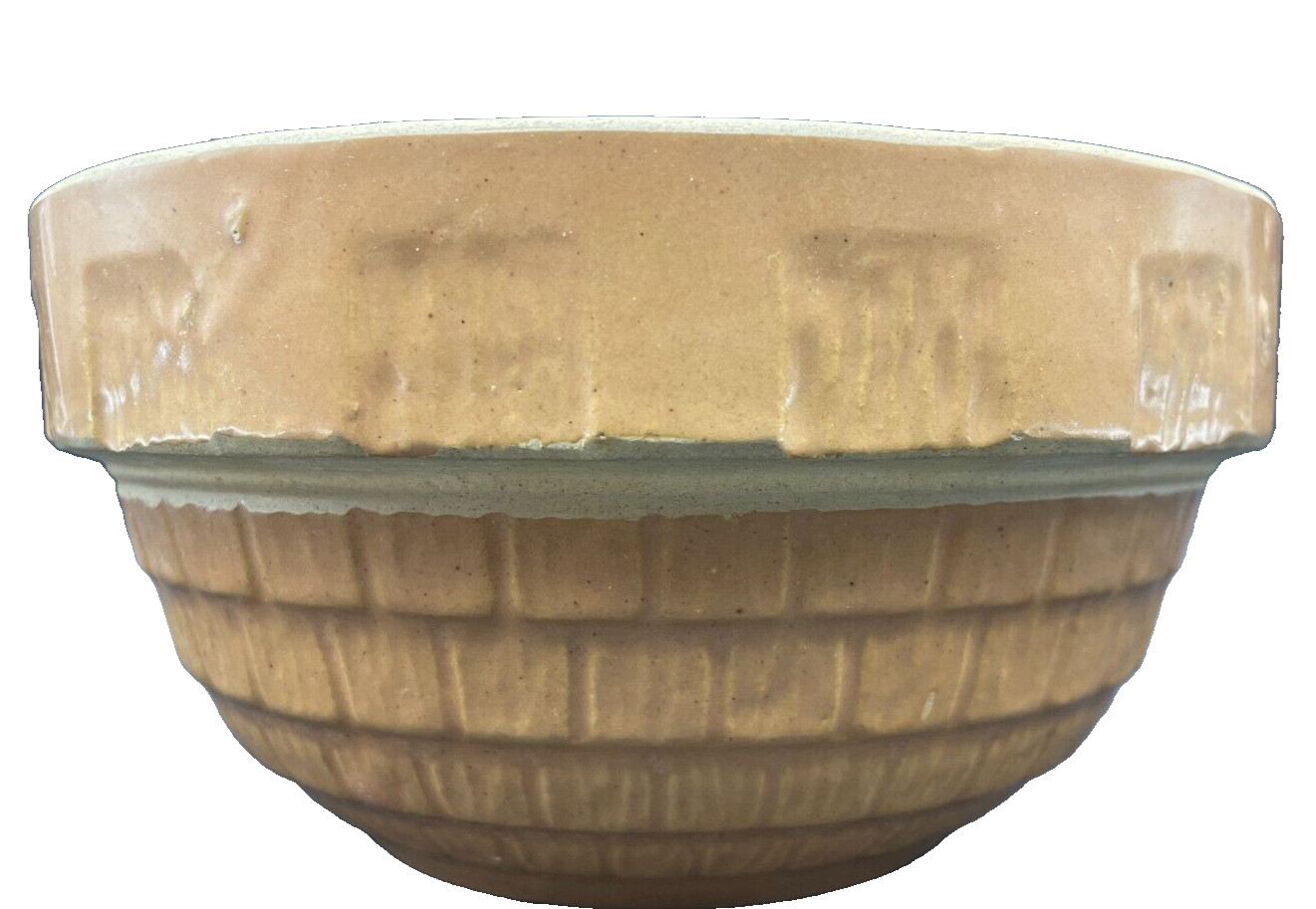Antique USA Stoneware Batter Mixing Bowl 7\