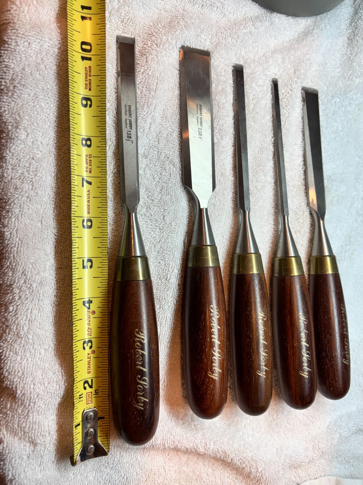 Vintage Robert Sorby Cisels 5 Good Used Indian rosewood handles brass ferrules