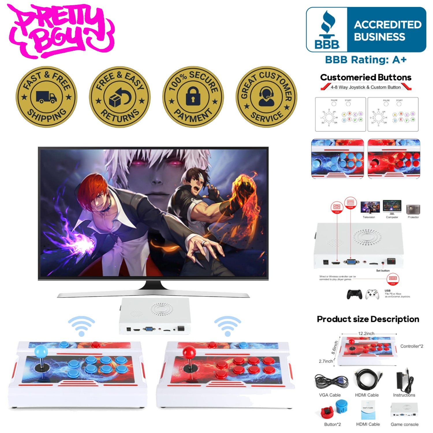 Comprehensive Pandora's Box Arcade System: 32000 Games, Bluetooth, and More Comprehensive Pandora's Box Arcade System: 32000 Games, Bluetooth, and More