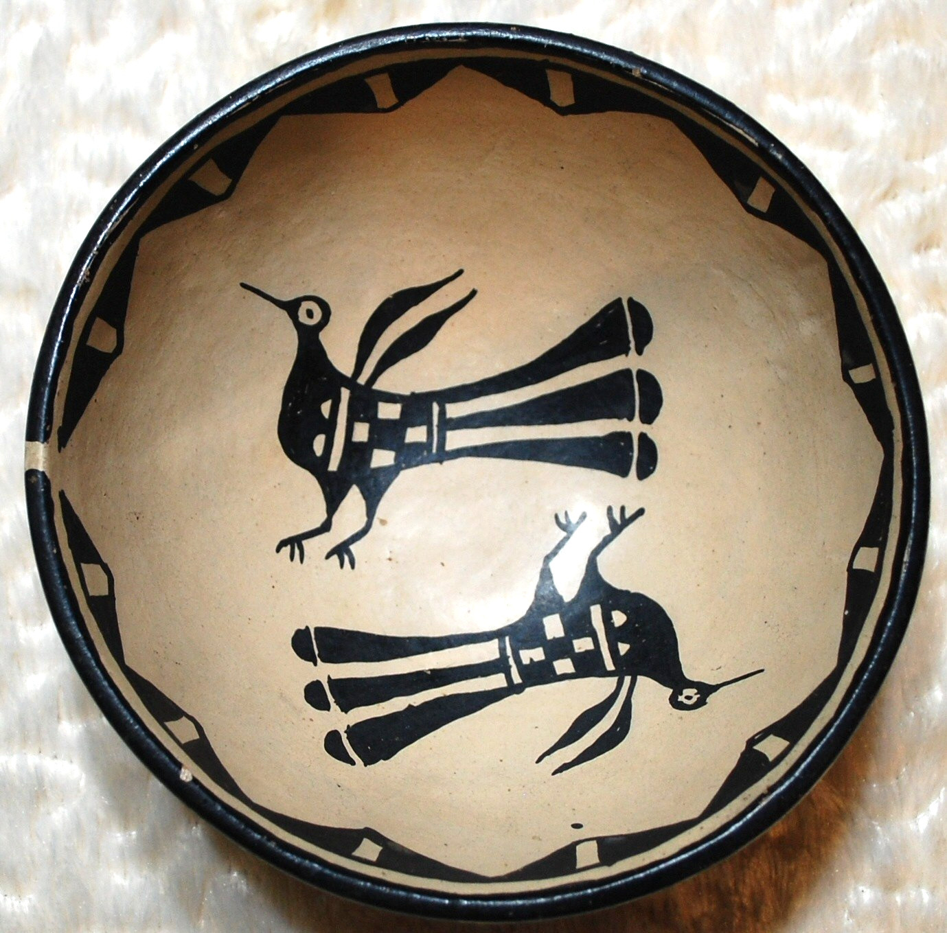Early Cochiti Pottery Bowl with two beautiful painted Birds-ca. 1920-1930\'s Early Cochiti Pottery Bowl with two beautiful painted Birds-ca. 1920-1930\'s