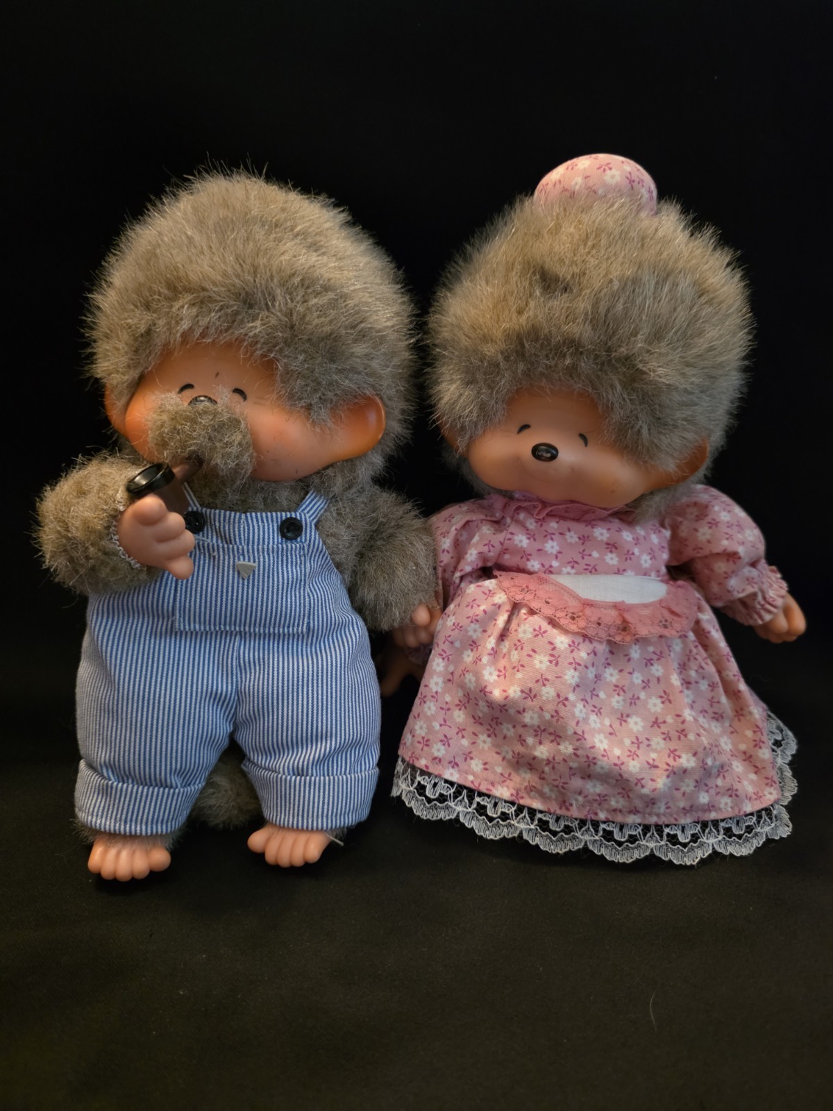 Vintage Monchhichi Sekiguchi Oma & Opa Set Grandparents Grandpa & Grandma