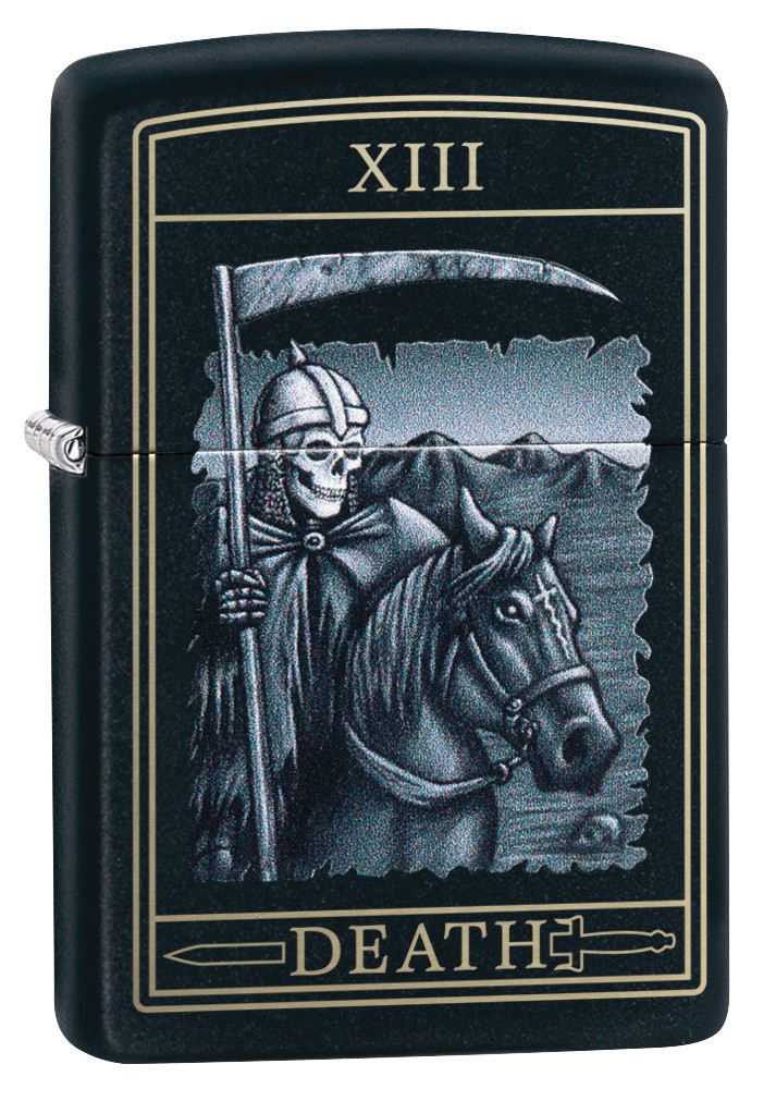 Zippo Death Card Design Black Matte Windproof Pocket Lighter, 218-078381 Zippo Death Card Design Black Matte Windproof Pocket Lighter, 218-078381