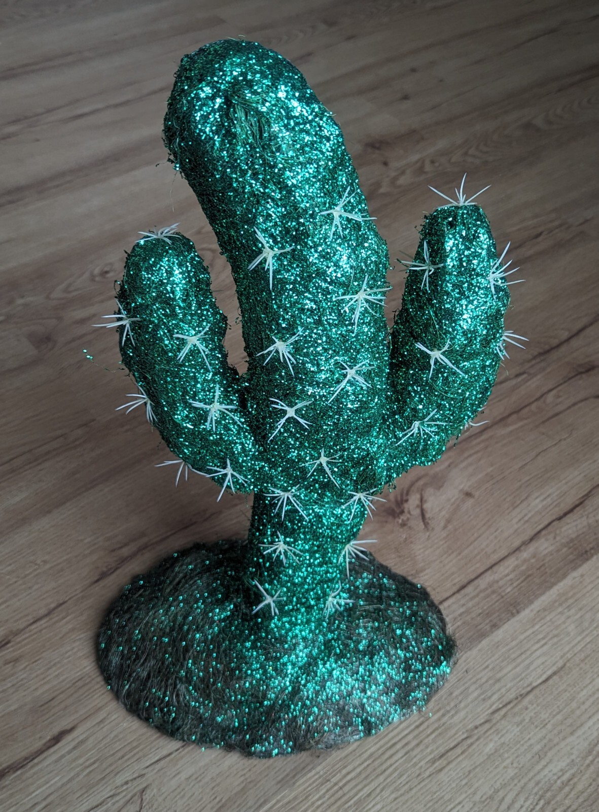 VINTAGE Retro CACTUS Statue Decor GLITTER SHINY COOL 16.5\