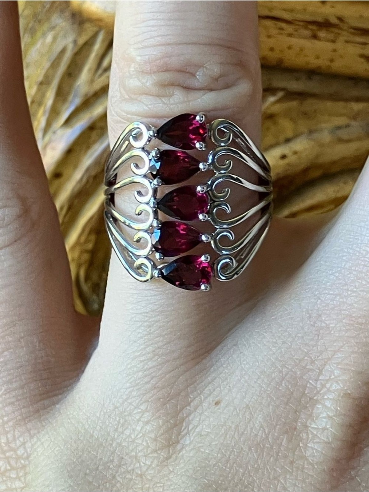 Natural Raspberry Garnet Sterling Silver Ring Size 6