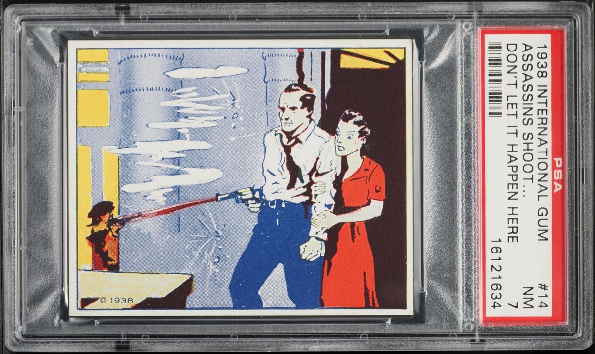 1938 R44 International Gum Don't Let It Happen #14 Assassins Shoot... (PSA 7 NM)
