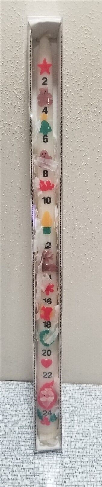 Vtg 15” CHRISTMAS ADVENT 24 Day Countdown TAPER CANDLE Candlestick Hong Kong NOS