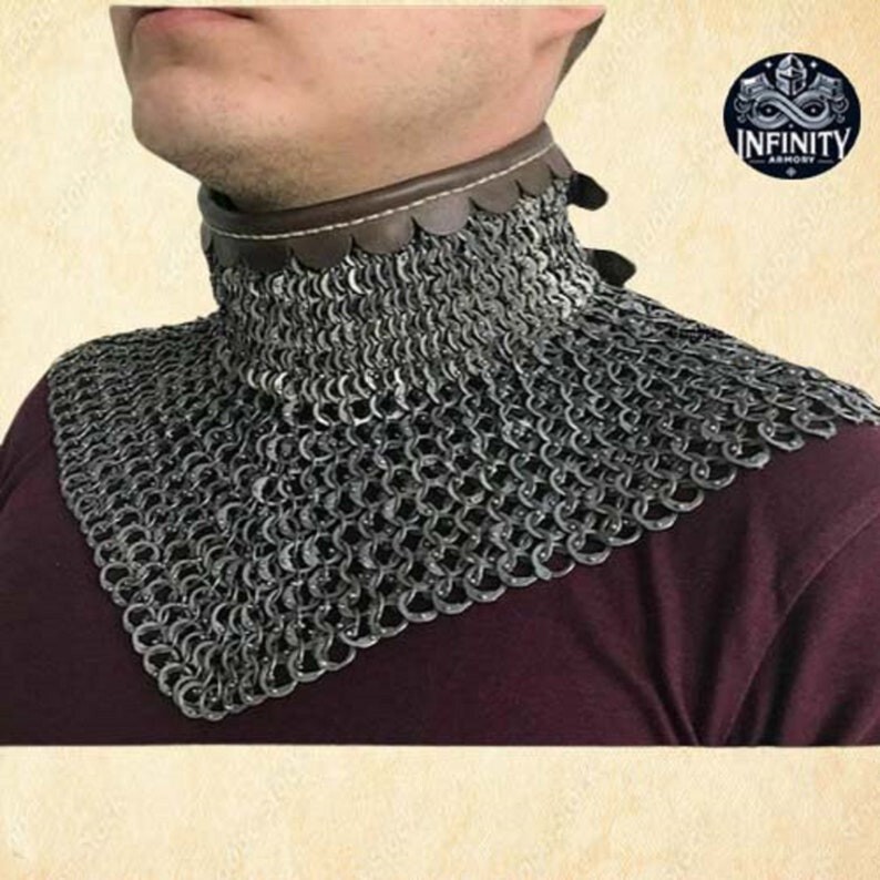 V Shape Chain mail collar,Neck protection Collar~9mm flat riveted