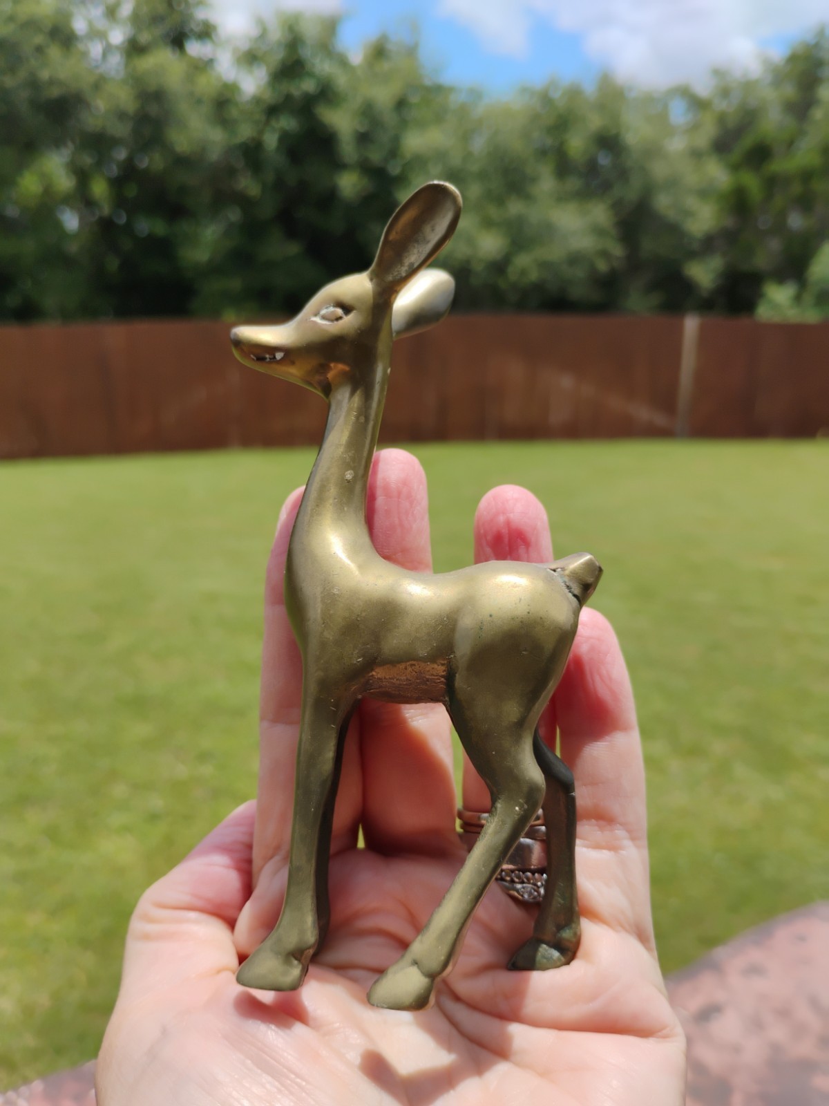Vtg Solid Brass Deer Fawn 5