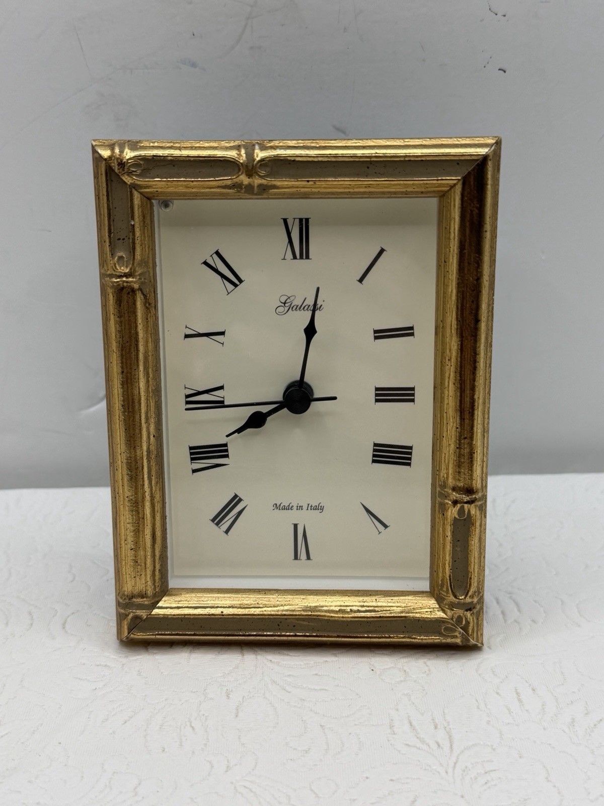 Vintage F.G. Galassi Gold Gilt Wood Italian Desk Clock Made Italy Vintage F.G. Galassi Gold Gilt Wood Italian Desk Clock Made Italy