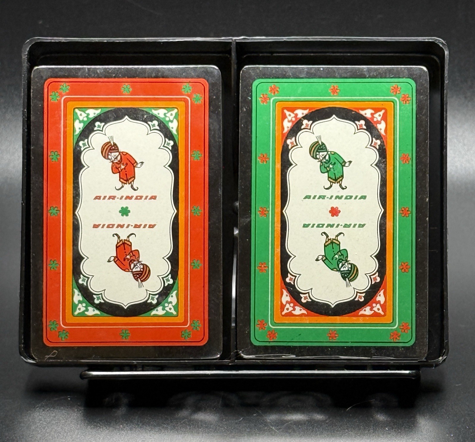 Vintage Air India Playing Cards Double Deck Set SEALED Maharaja Airline 1970s