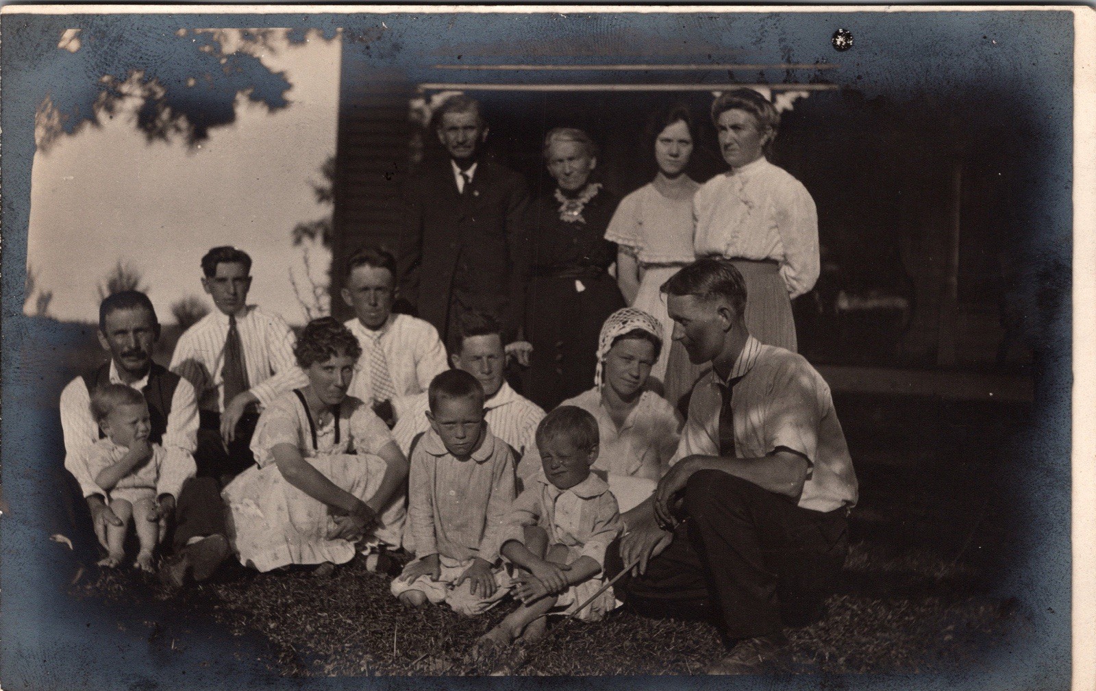 Postcard Real Photo RPPC Family Photo with Young Children