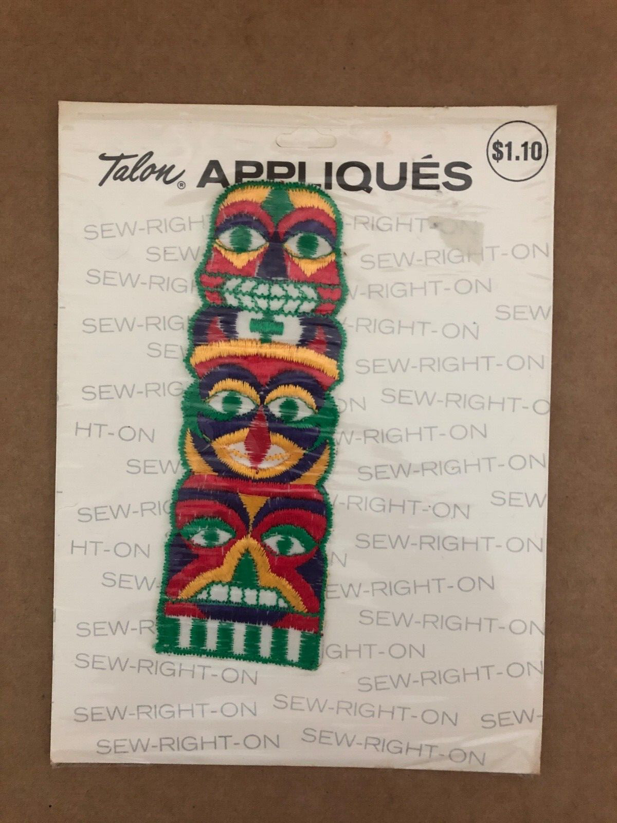 Vintage 1971 Donahue Sales TALON TEXTRON APPLIQUES Hawaiian Tiki Gods Totem Pole