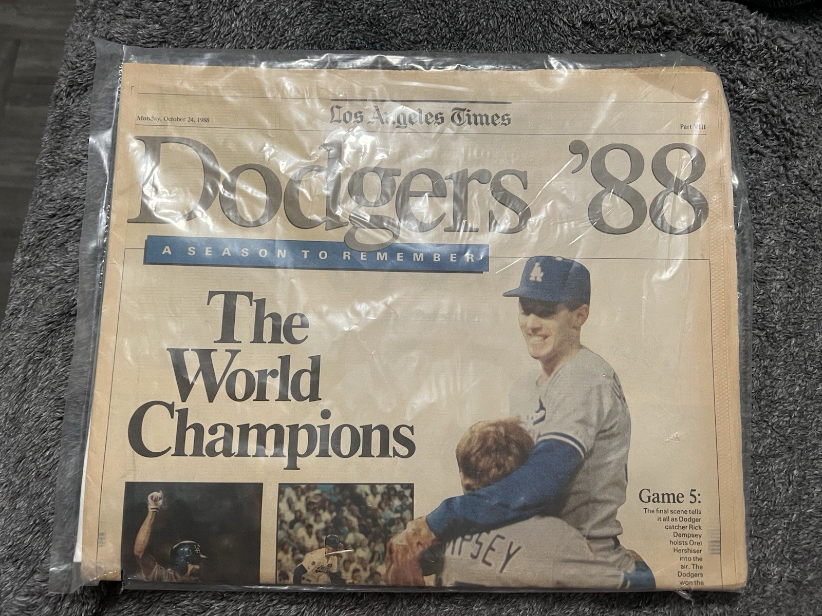 1988 Los Angeles Dodgers World Series Champions Newspaper