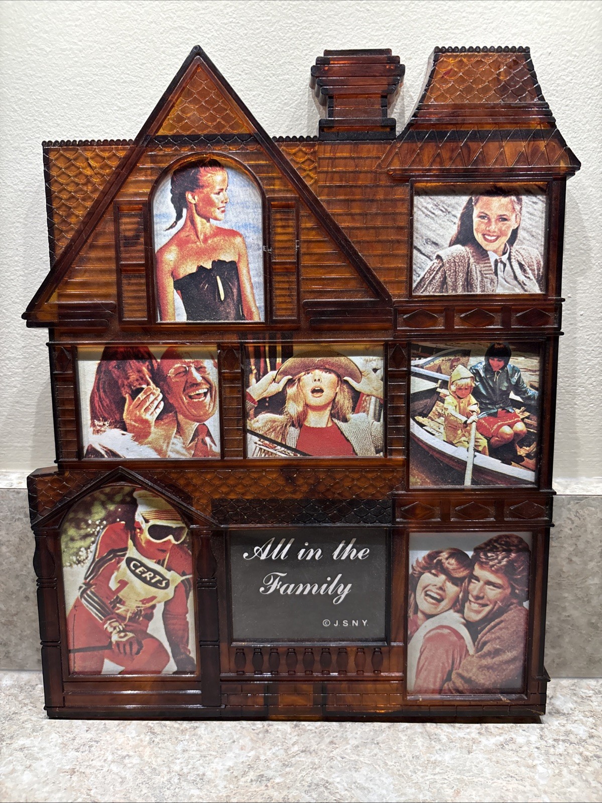 Vintage Victorian Gothic Haunted House Picture Photo Frame Wall Decor VTG Brown