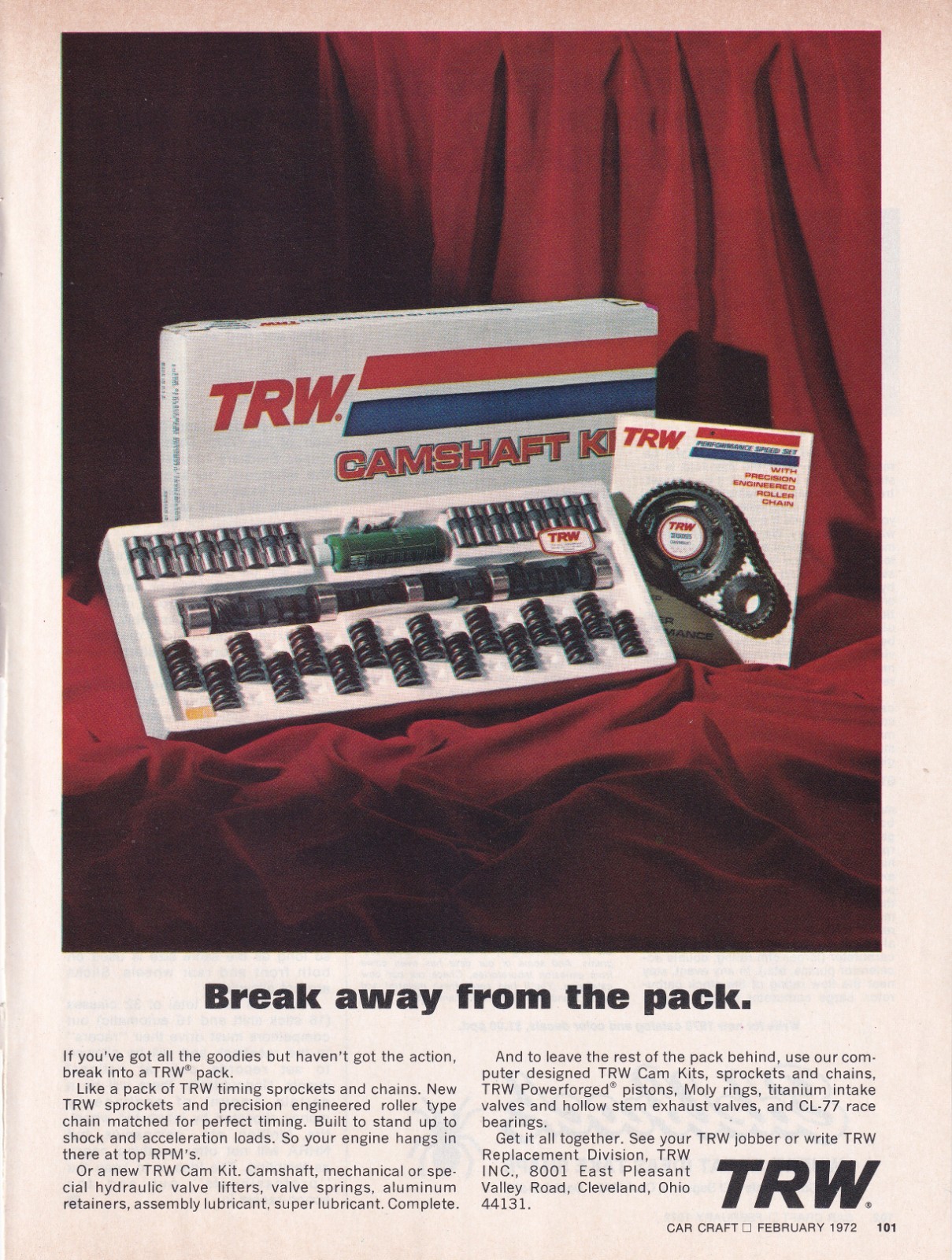TRW Camshaft Kit 1972 Print Ad TRW Cleveland OH